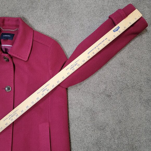 Lands' End Burgundy Wool Cashmere Blend Short Coat Jacket - 6P - Picture 8 of 14